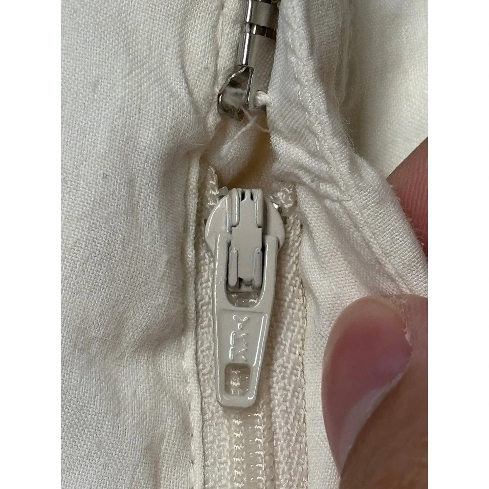 Banana Republic White Linen Blend Wide Leg Trousers Pants Women 0 W26 L31  Italy
